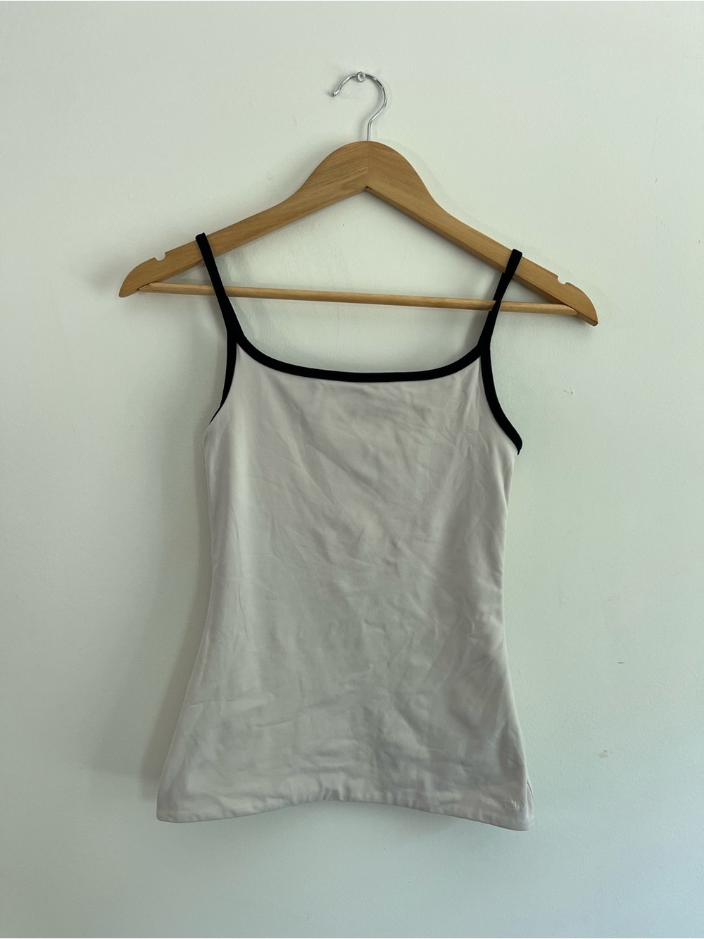 Aritzia Cream Camisole with Black Trim Sporty Athletic Tank Top
